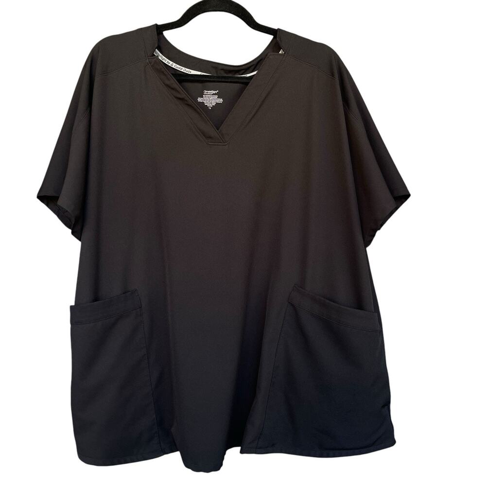 Cuddl Duds Climate Right Womens Scrub Shirt Plus Size 3X Black Nursing Medical